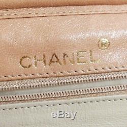Chanel Vintage Leather Flap Shoulder Bag Tan Black CC Gold