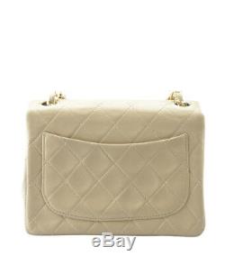 Chanel Vintage Mini Square Tan Quilted Leather Crossbody Bag