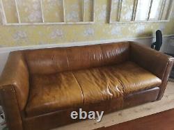 Characterful Very Leather Sofa Vintage Aged Tan Sofa