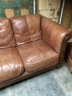 Chesterfield 2 Seater Sofa Tan Brown leather Vintage DEL AVL