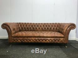 Chesterfield 3 Seater Castleford Sofa In Vintage Tan Genuine Leather(Brand New)