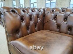 Chesterfield 3 Seater Sofa Real Leather Vintage Tan Made In England