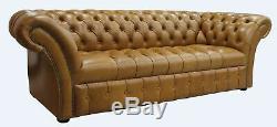 Chesterfield Balmoral Vintage 3 Seater Buttoned Sofa Old English Tan Leather