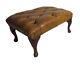 Chesterfield Footstool 100% Distressed Vintage Tan Leather
