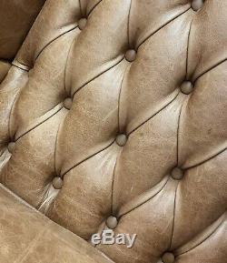 Chesterfield Georgian Wing Chair in Vintage Tan Leather