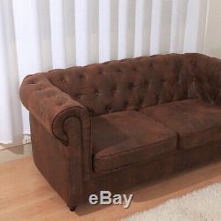 Chesterfield Leather Vintage Club Sofa Two Seater Chair Settee Couch Seat in Tan