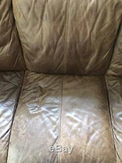 Chesterfield Leather vintage & distresse 3 Seater Sofa tan brown