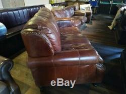 Chesterfield Leather vintage & distressed 3 Seater Sofa tan brown (Collection)