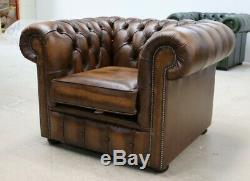 Chesterfield Low Back Tufted Buttoned 1 Seater Club Chair Vintage Tan