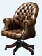 Chesterfield New Vintage Directors Swivel Office Chair Antique Tan Leather