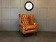 Chesterfield Queen Anne Wing Back Chair Vintage Tan, 30 LEATHERS AVAILABLE