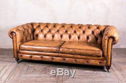 Chesterfield Sofa Tan Leather Two Or Three Seater Tufted Sofa Button Back Settee