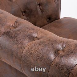 Chesterfield Tan Leather Sofa Armchair Retro Chair Seat Tub Single Button