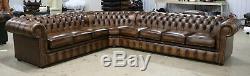 Chesterfield Tufted Buttoned Corner Suite Sofa 4+corner+3 Vintage Tan Leather