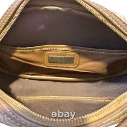 Christian Dior Vintage Tan Honeycomb Coated Canvas Leather Trim Shoulder Bag