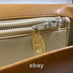 Christian Dior Womens Tan Leather Adjustable Shoulder Crossbody Bag Vintage