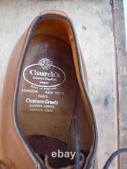 Church's Derby Shoes Vintage Brown Tan Leather Uk10 Mens Shannon Excellent Cond