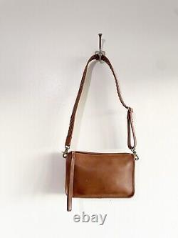 Coach Brown Tan Vintage Studded Brass Shoulder Strap Crossbody Bag 004-9106