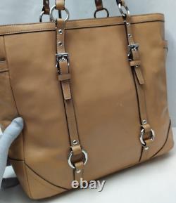 Coach Camel Tan Leather Turnlock Pocket Double Handle Tote Bag Vintage