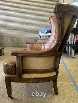 Coach House Tan Leather Wingback Arm chair by Artsome