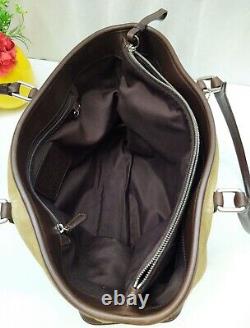 Coach Light Tan Suede Leather Trim Double Handle Tote Bag Vintage #5121