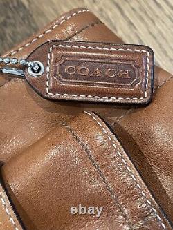 Coach Soho Vintage British Tan Leather Double Pocket Satchel Purse Buckle F08A09