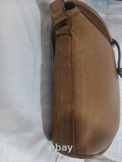 Coach Vintage Tan Leather Binocular Crossbody Push Spring Lock Closure Bag