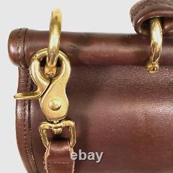 Coach Willis #9927 Mahogany Brown Glove Tanned Leather Turnlock Bag Purse Vtg