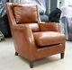 Crofter Chesterfield High Back Vintage Distressed Tan Brown Leather Armchair