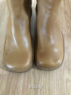 DESTROY Vintage Y2K Chunky Camel Tan Leather Boots SIZE 39