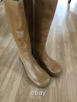 DESTROY Vintage Y2K Chunky Camel Tan Leather Boots SIZE 39