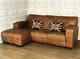 DFS Caesar Leather Corner Sofa 3 Seater Tan Brown L Left Chaise £90 DELIVERY