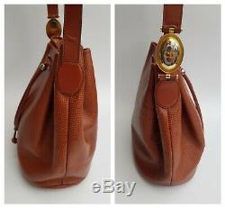 DIOR Bag. Christian Dior Vintage Tan / Brown Leather Drawstring Bucket Bag