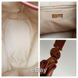 DIOR Bag. Christian Dior Vintage Tan / Brown Leather Drawstring Bucket Bag