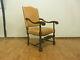 DK045 Danish Carved Oak & Tan Leather High-Backed Lounge Chair Vintage Retro