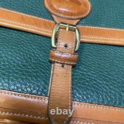 DOONEY & BOURKE Surrey Green British Tan Leather Briefcase Portfolio 2 Straps