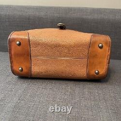DOONEY & BOURKE Vintage Essex Tan Pebbled Leather Handled Handbag Purse With Charm