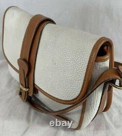 DOONEY and BOURKE Equestrian Authentic Vintage White and Tan Leather Trim
