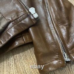 DUFFER OF ST GEORGE Rare Leather Biker Jacket XL Good Condition Tan Vintage