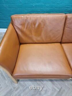 Danish Mid-Century Vintage Mogens Hansen Tan Leather 2 Seat Sofa