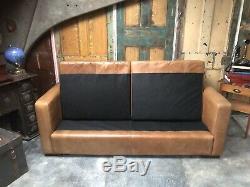 Danish Style 2/3 Seater Sofa Tan John Lewis leather vintage distress