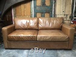 Danish Style 2/3 Seater Sofa Tan John Lewis leather vintage distress
