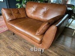 Dfs Zinc Tan Leather Vintage Retro Cuddler Sofa Armchair. Very Comfy