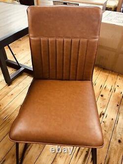 Dining Chairs Cognac Tan Brown Leather