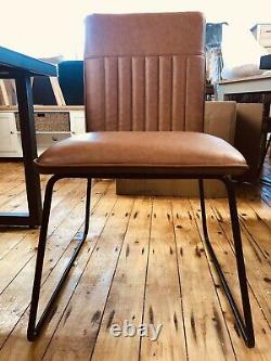 Dining Chairs Cognac Tan Brown Leather