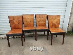 Dining Chairs Stunning Retro Inspired Tan Leather x 4 Free Delivery See Info