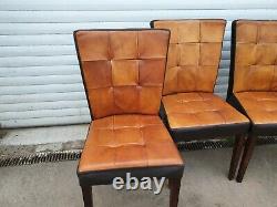Dining Chairs Stunning Retro Inspired Tan Leather x 4 Free Delivery See Info
