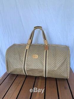 Distressed Large GUCCI Vintage Authentic Tan Canvas and Leather Trim Round Bag