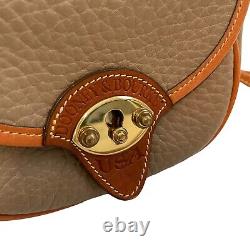 Dooney & Bourke Vintage Cavalry Belt Bag Leather Mini Cross Body purse Taupe Tan