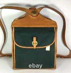 Dooney & Bourke Vintage Green Fabric Tan Leather Trim Backpack-Made In USA